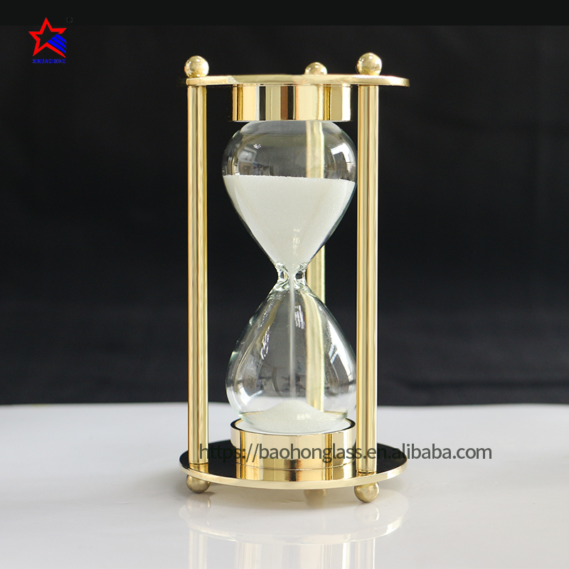 XBH-81147 Golden Color metal frame 3 min sand timer hourglas