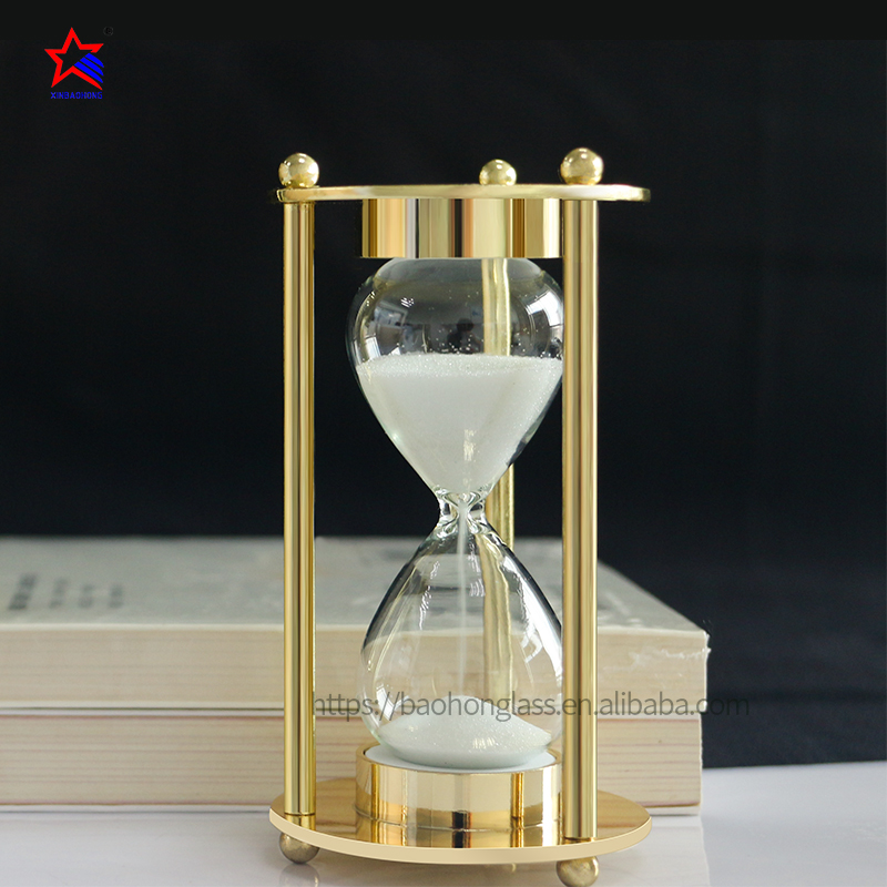 XBH-81147 Golden Color metal frame 3 min sand timer hourglas
